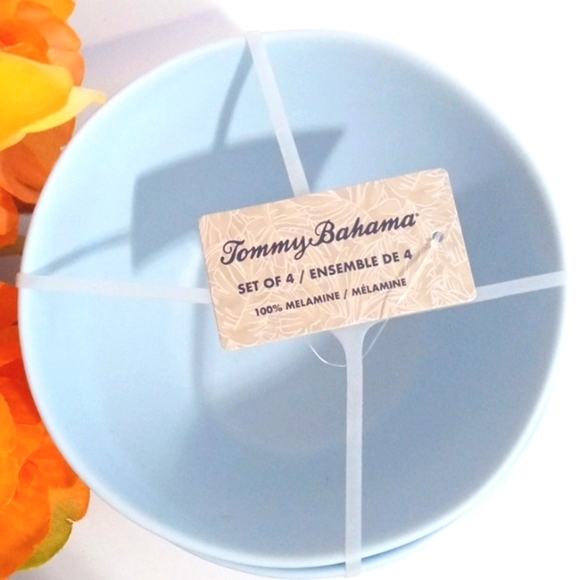 SET OF 4 TOMMY BAHAMA 100% MELAMINE SOUP SALAD DESERT BOWLS NWT - Picture 2 of 4